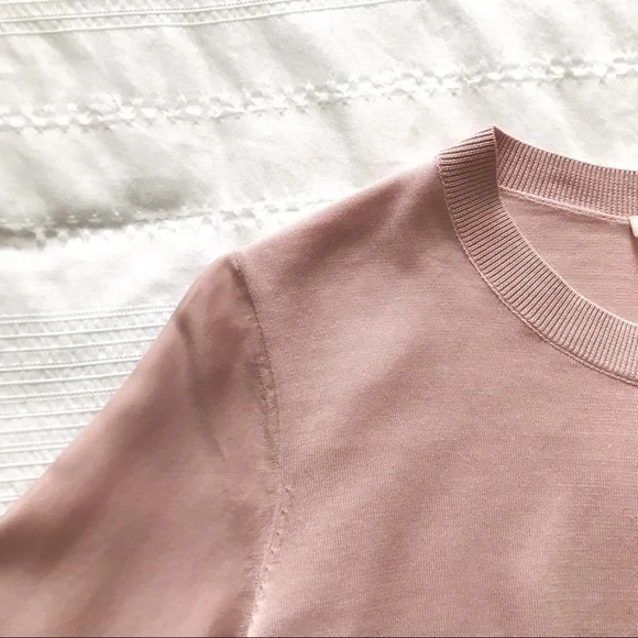 Cos BLUSH PINK COTTON & SILK WIDE SLEEVE CREW NECK BLOUSE - XS - Picture 6 of 10